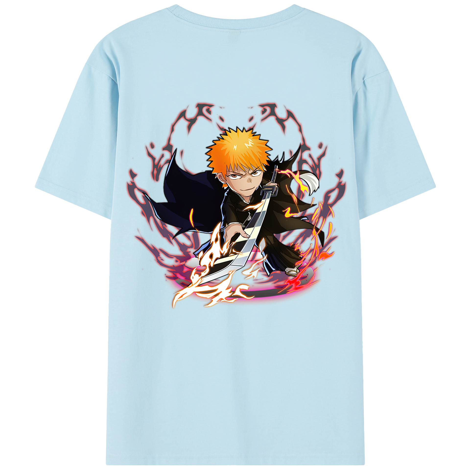 （画像用） ブリーチ 黒崎一護（くろさき いちご）BLEACH Kurosaki Ichigo 綿100％半袖Tシャツ（背面プリント）